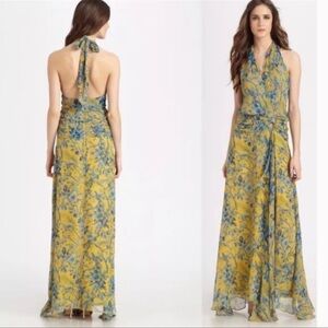 BCBGMaxAzria Gertrude blue and yellow maxi dress
